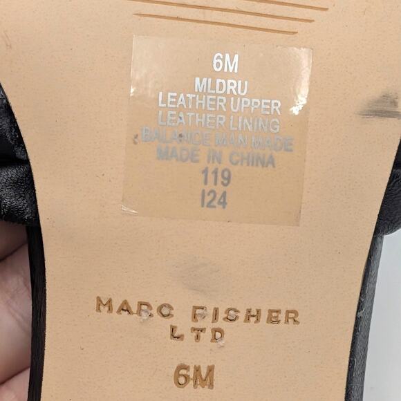 Marc Fisher Dru Knotted Leather Slide Sandal Women's Black Size US6M EU36.5 - Picture 10 of 12